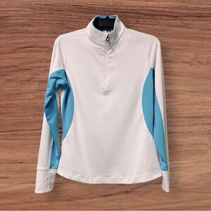 FootJoy Quarter Zip Golf Aqua/White Size Small Long Sleeves EUC